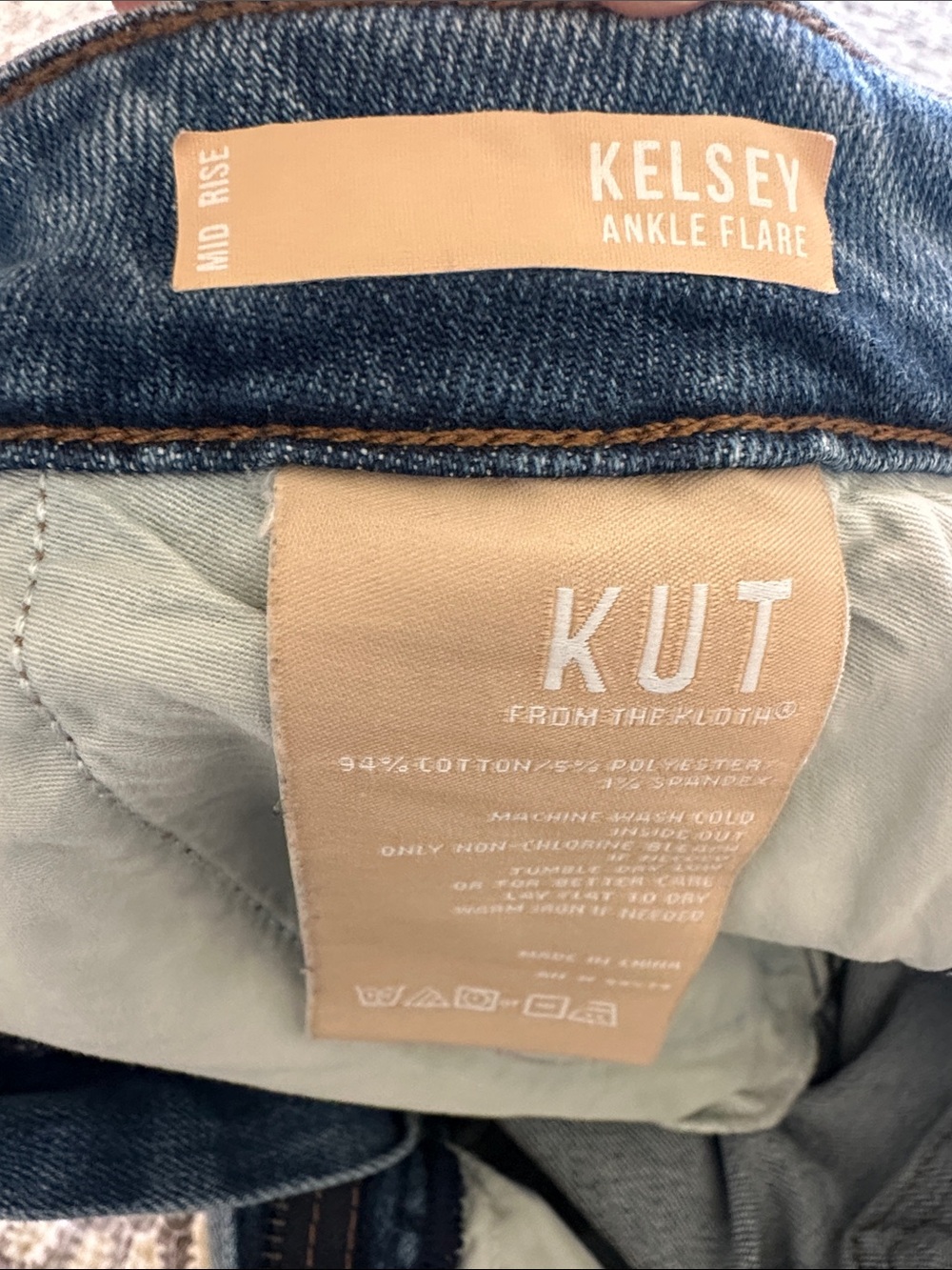 Kut from the Kloth Kelsey Ankle Flare Medium Blue Denim Jeans